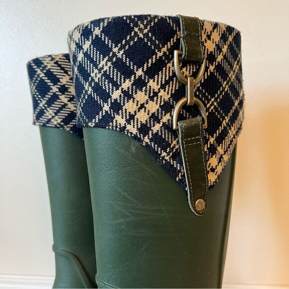 CROCS women’s boots dark green w/plaid design women Size 7 GUC - Picture 5 of 16